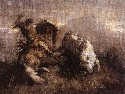 Nicolae Grigorescu Dragos Fighting the Bison oil painting reproduction